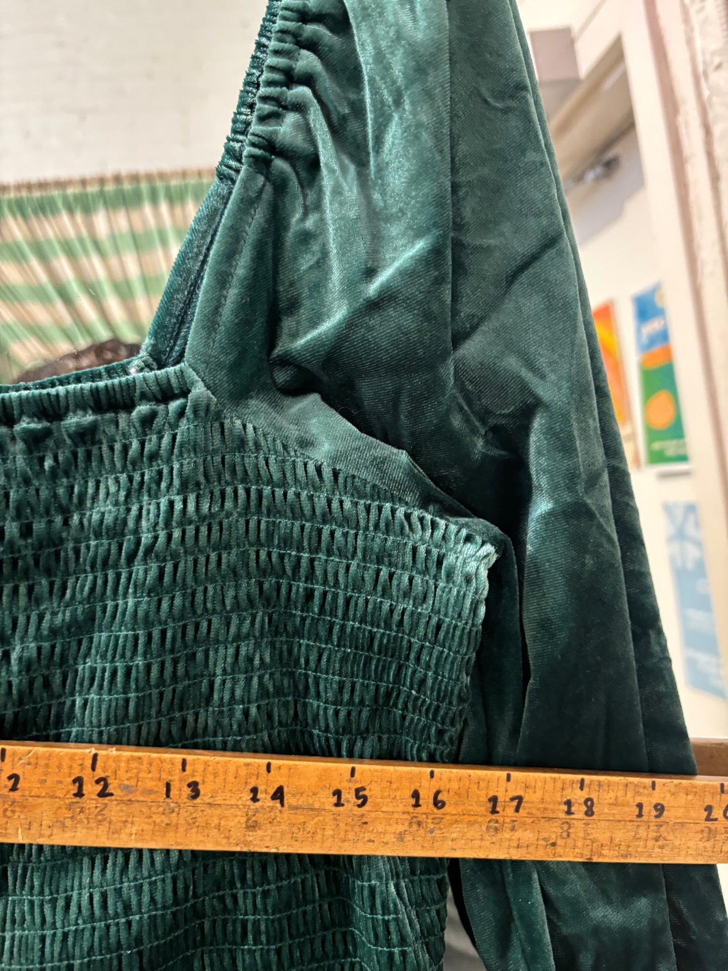 size XL green velvet ruched chest Gap dress - short