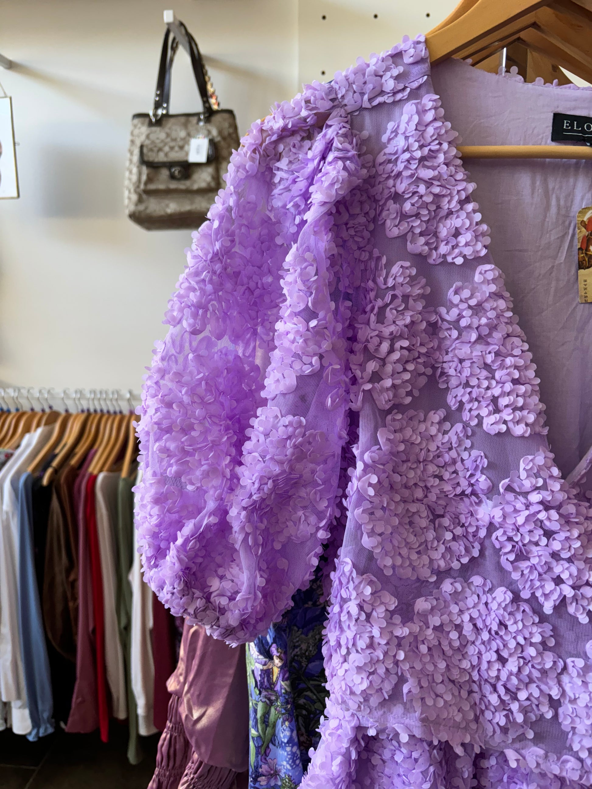 eloquii purple dress Scarf Neck Fringe Maxi Dress 58" Length, Parachute Purple