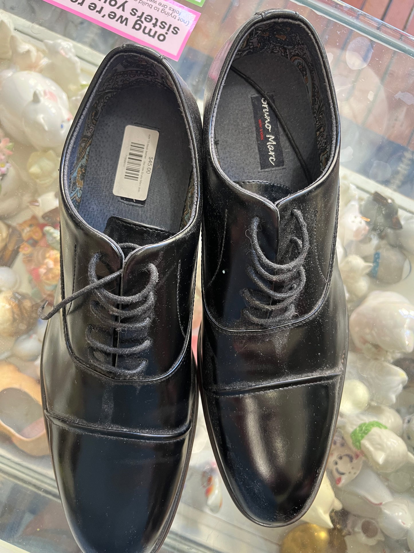 size 15 black leather - like new Bruno Marc dress shoes
