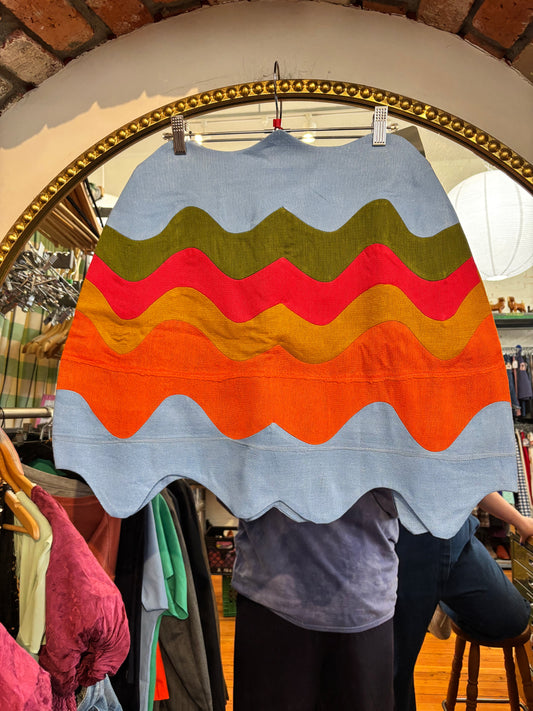 size 12 KNANFE bright scalloped skirt NWT Hayet Mini-Skirt