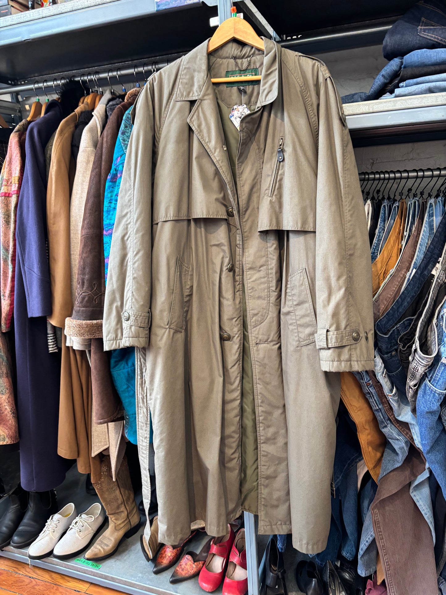 Vintage Green Trench Coat Vintage Piere 41 Size 42 tall