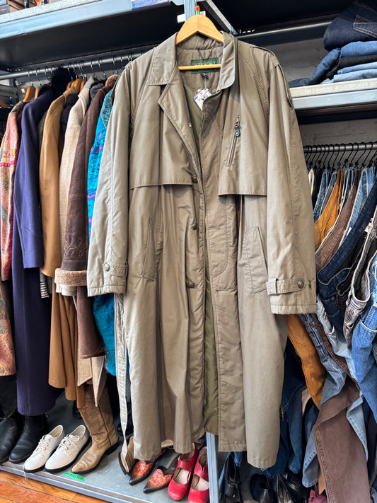 Vintage Green Trench Coat Vintage Piere 41 Size 42 tall