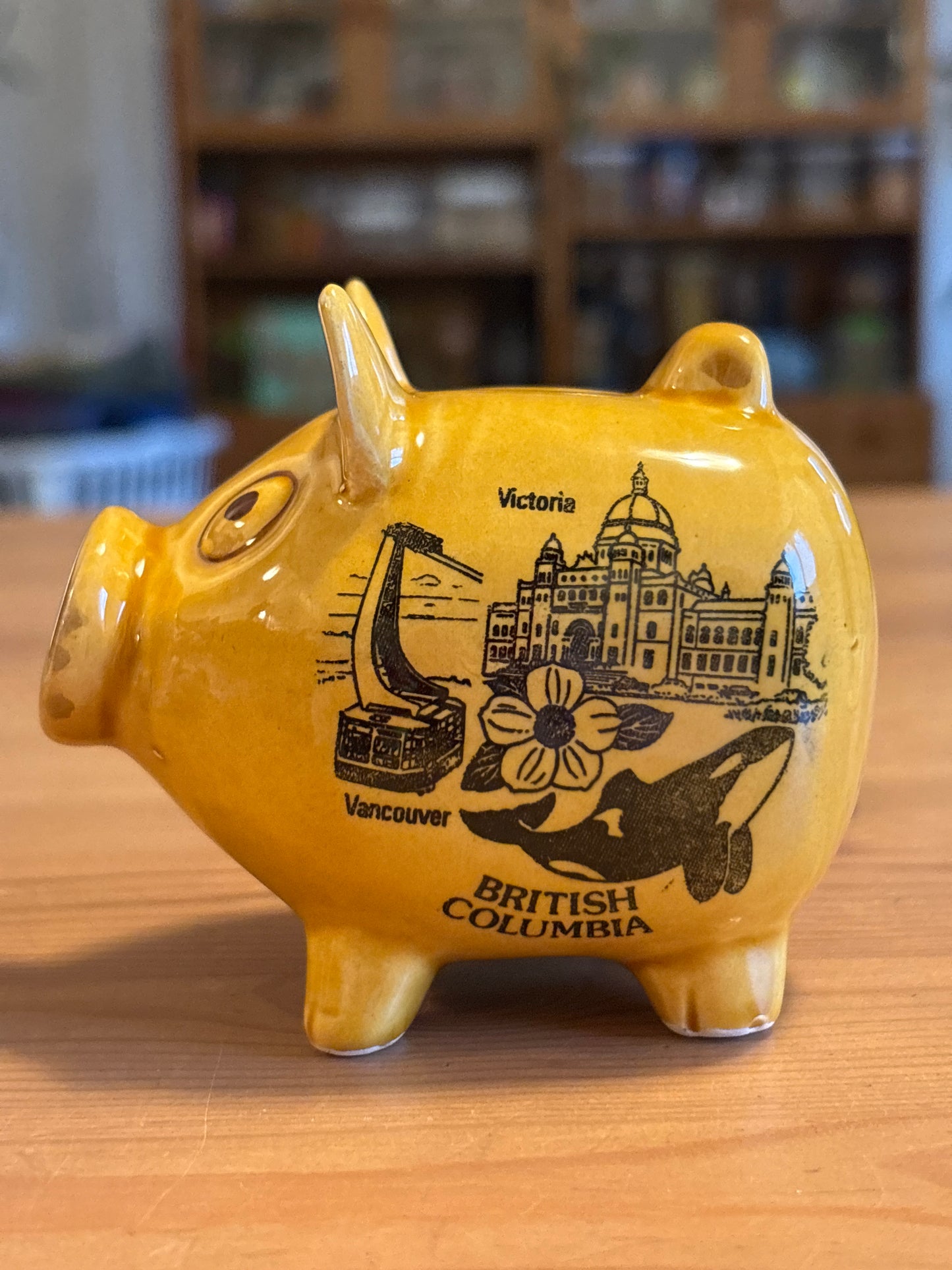 RARE VINTAGE British Columbia ceramic piggy bank