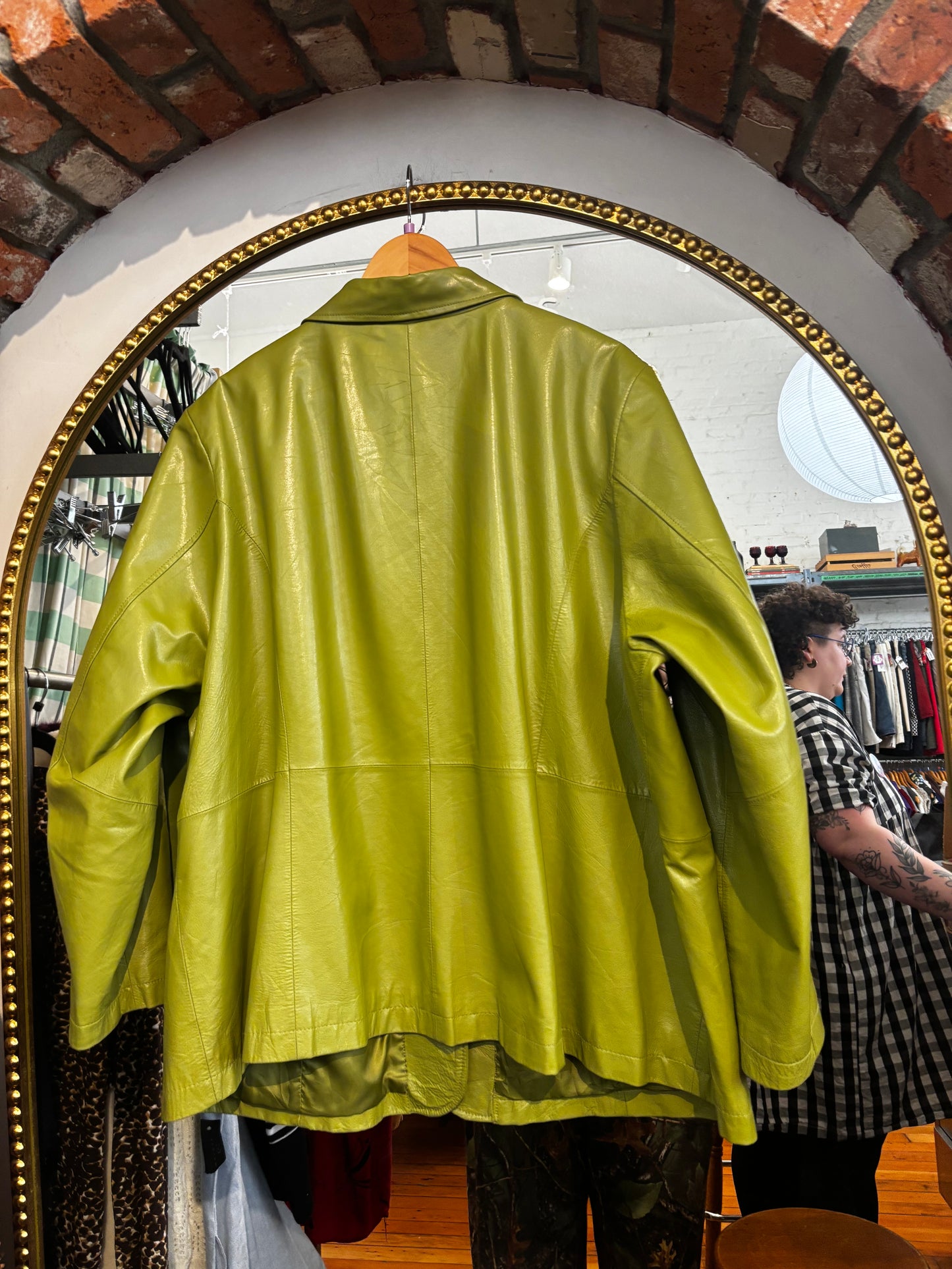 size 4X green leather VINTAGE Maggie Barnes jacket