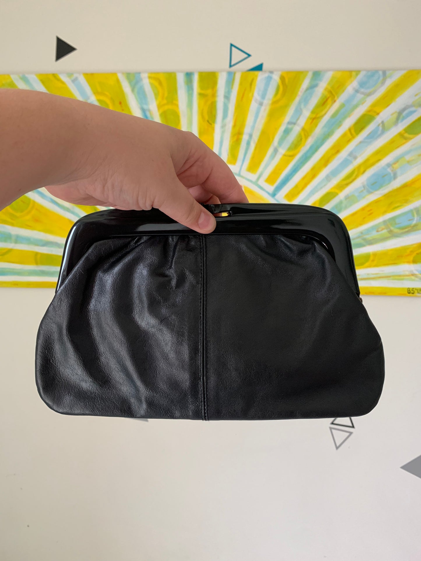 Vintage black leather clutch from EATON