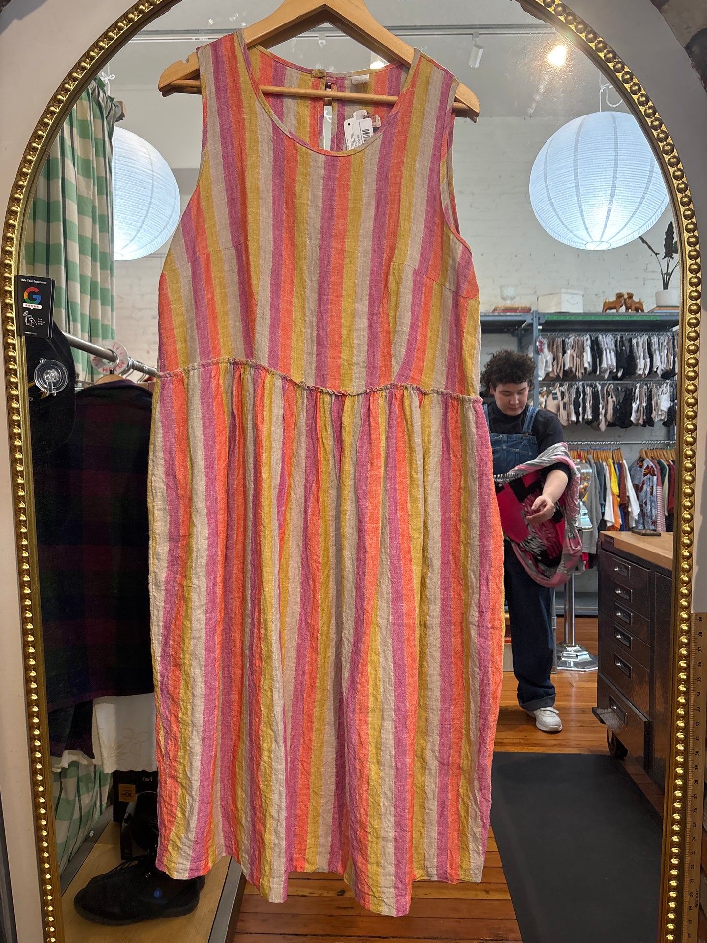 size Large pink orange stripe Nettle's Tale sonora dress
