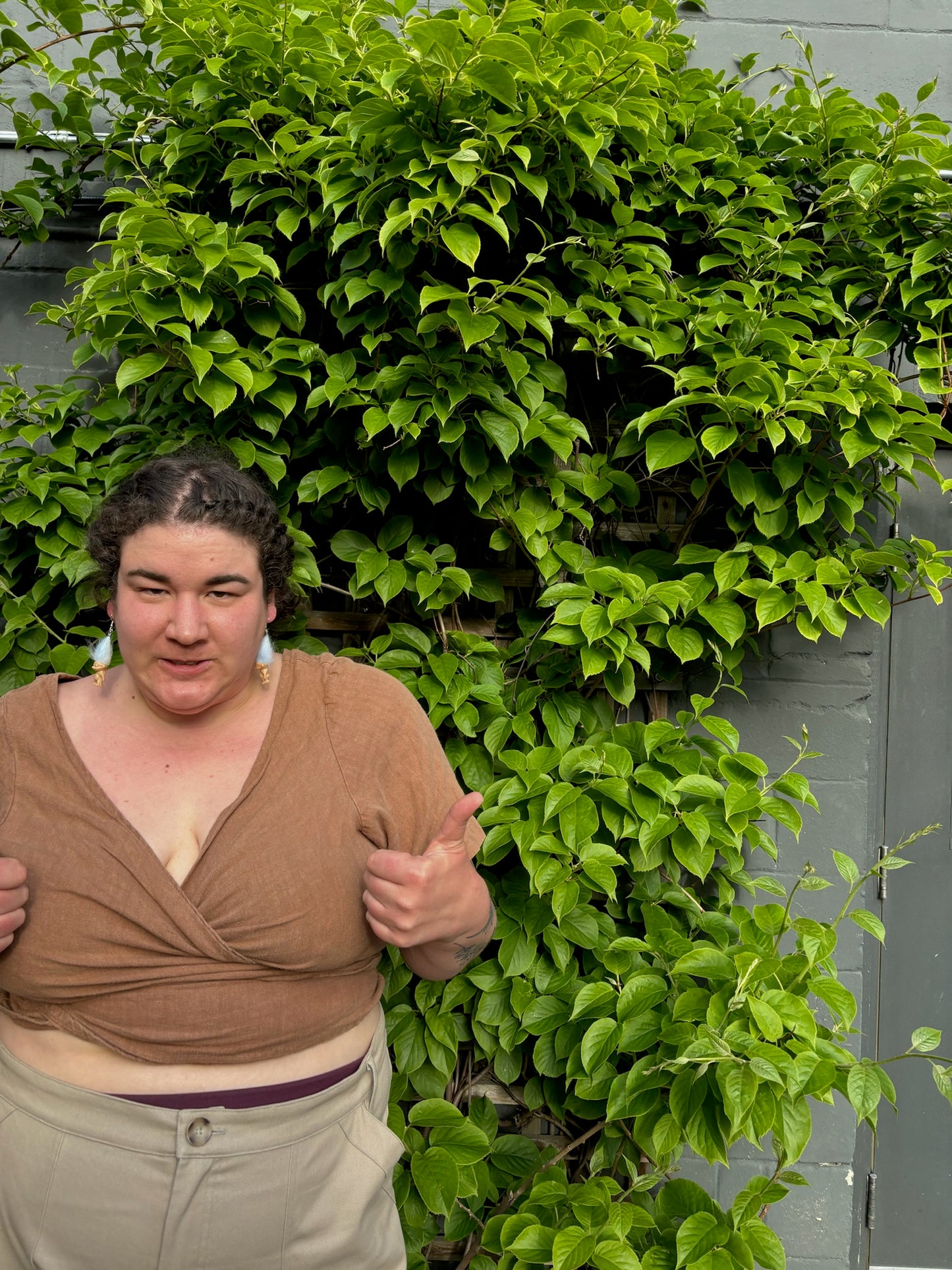 Size XXL brown linen NETTLE Wrap top