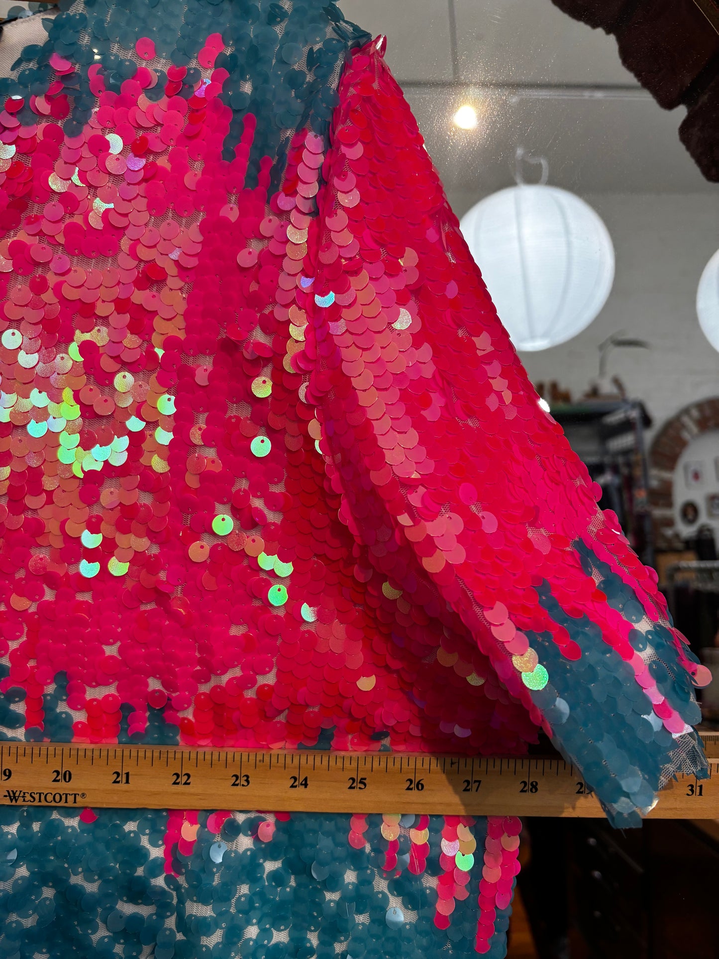 size 5X (small) pink blue sequins XPlusWear dress - boxy