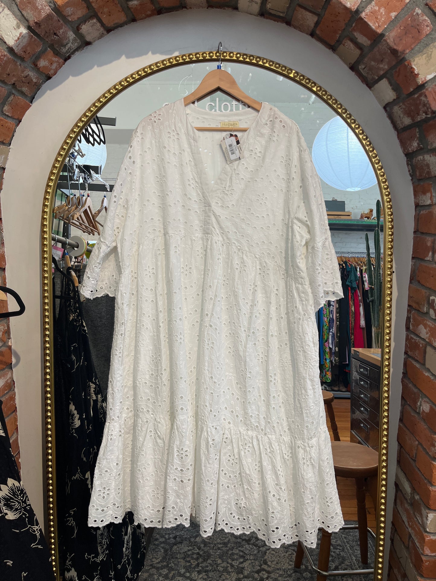 size 3XL white cotton eyelet Rubyyaya dress - mid