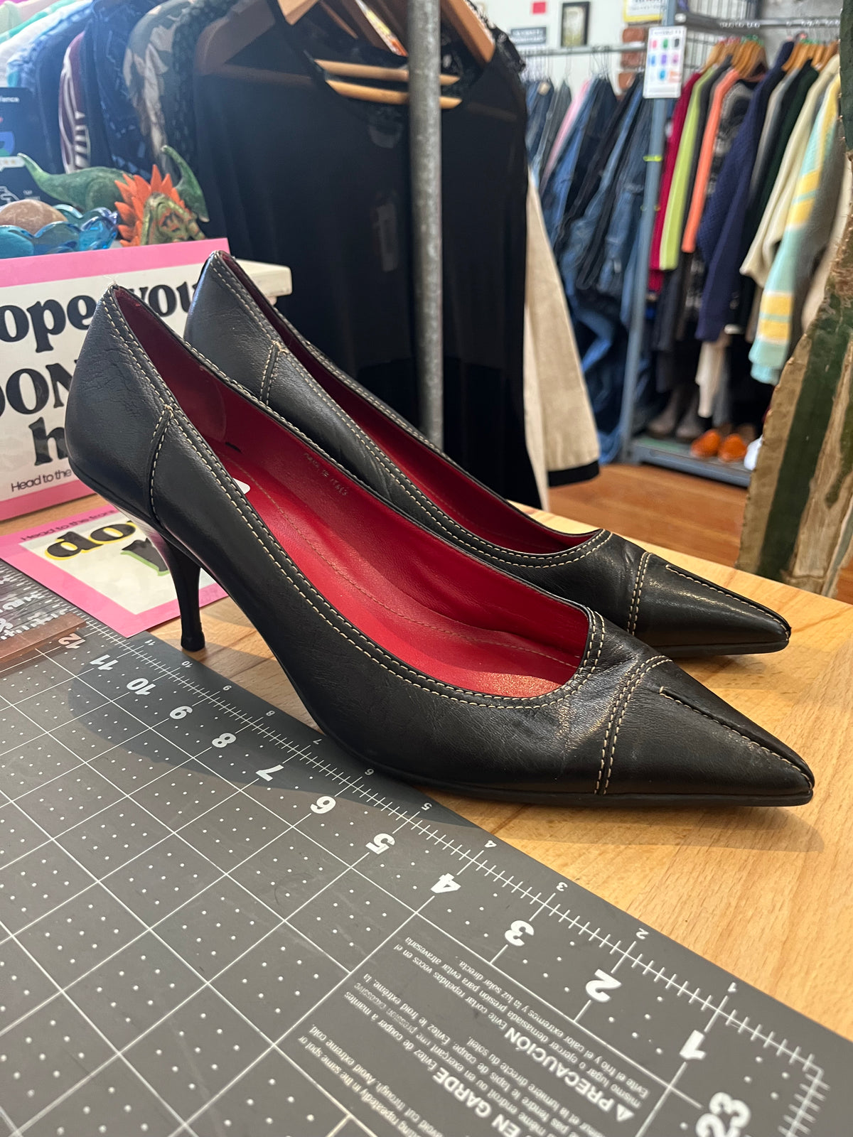 size 11B black leather Coach shoes - heels
