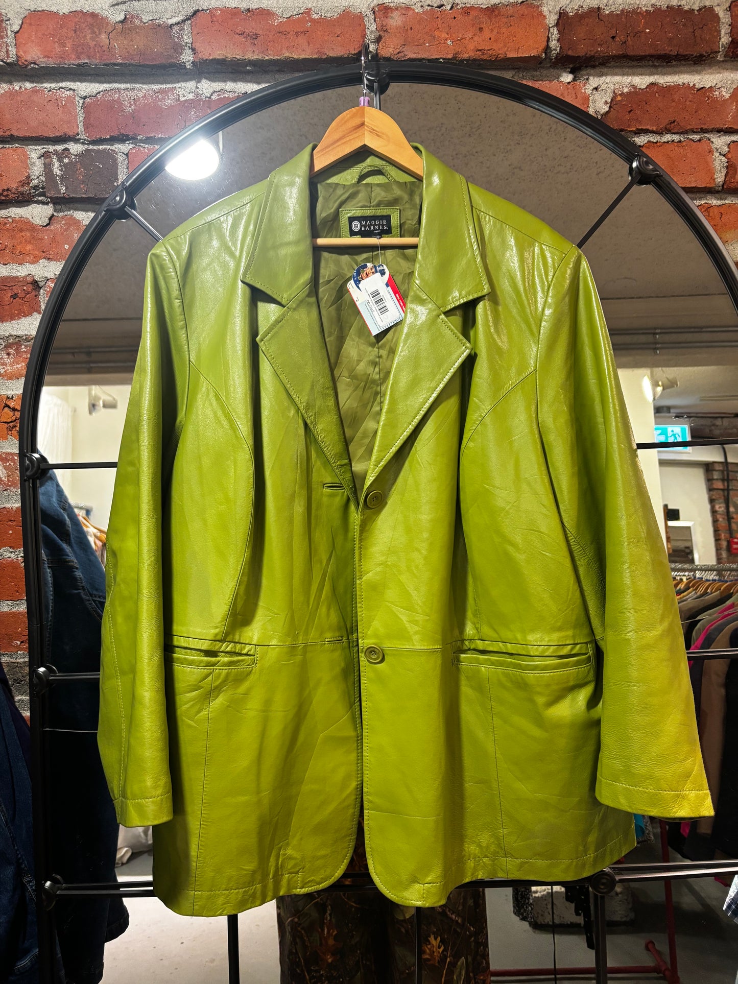size 4X green leather VINTAGE Maggie Barnes jacket