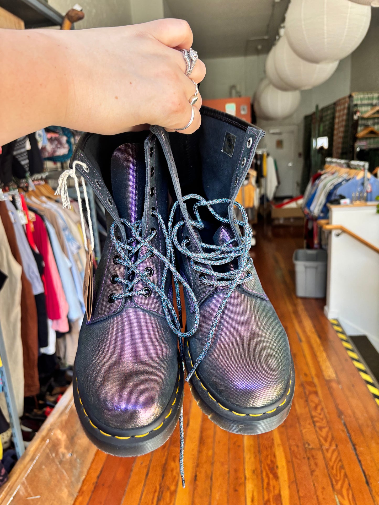 size 43 1460 disco Iridescent Lace Up Boots