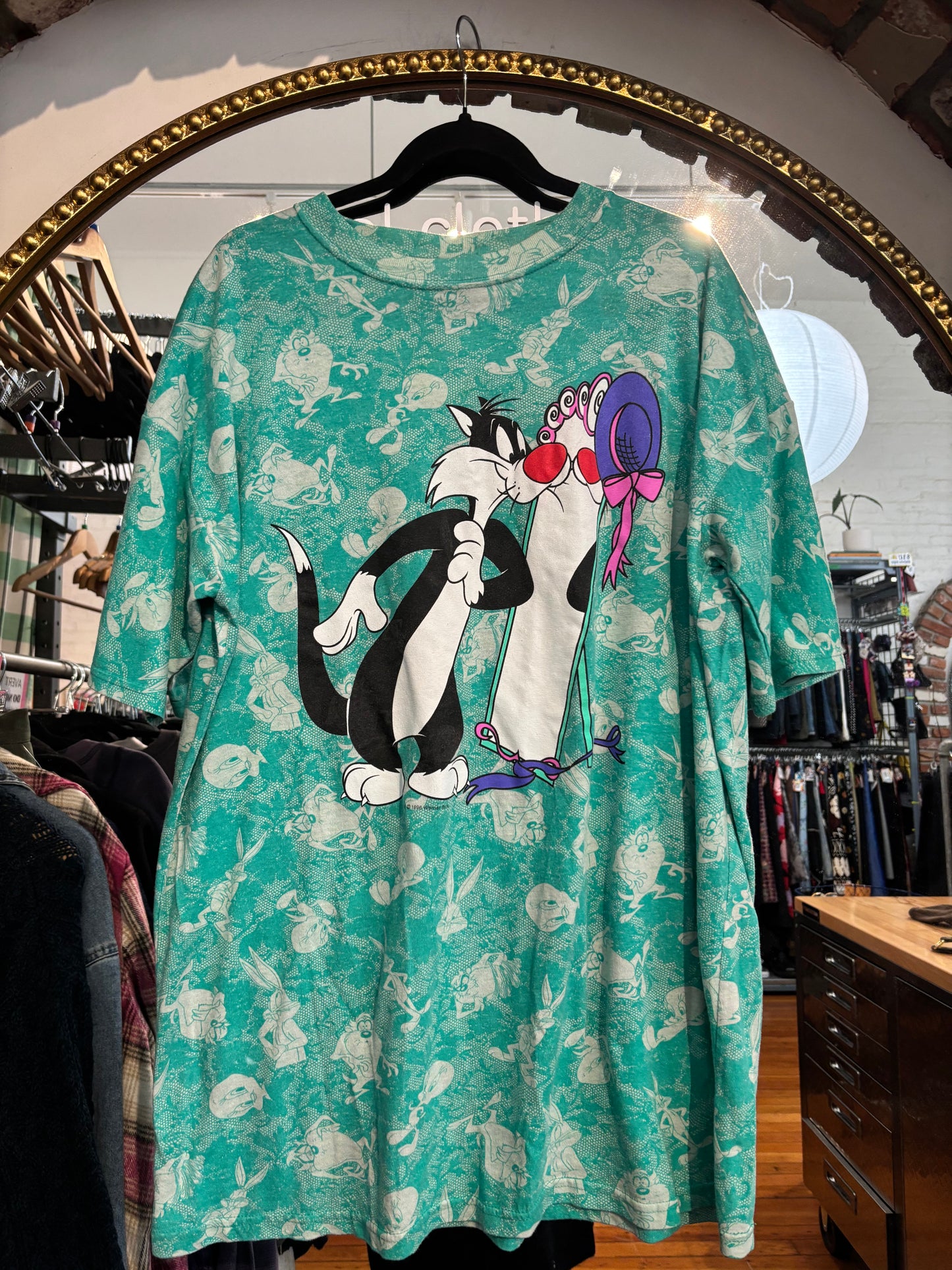 size XL/XXL teal sylvester RARE VINTAGE Flirts graphic tee