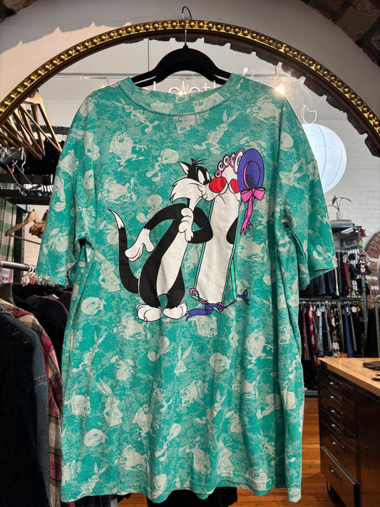 size XL/XXL teal sylvester RARE VINTAGE Flirts graphic tee