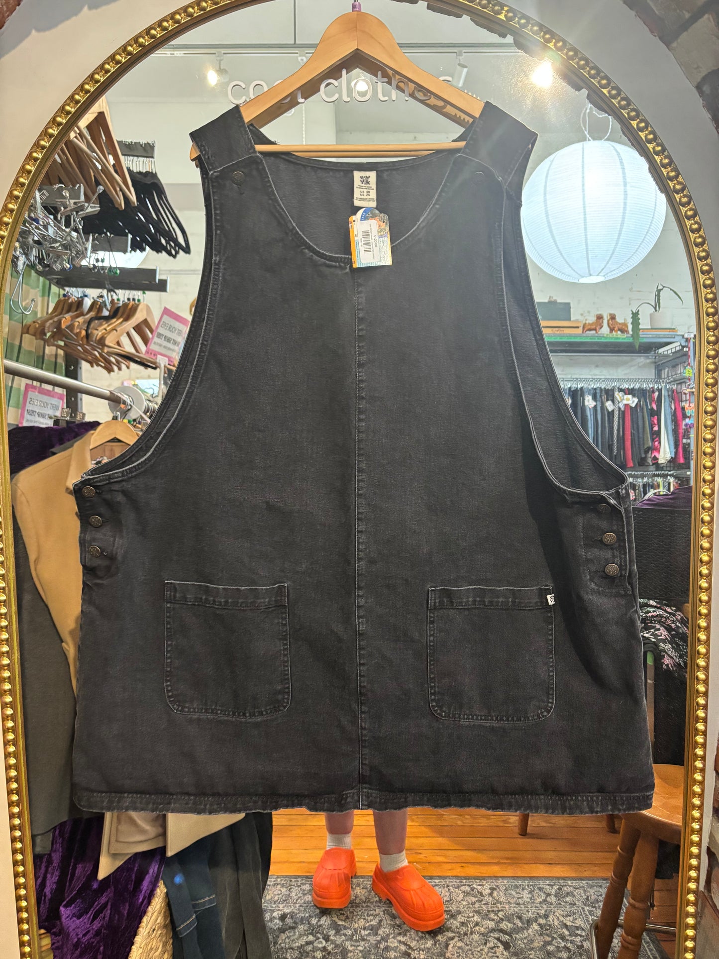 Size 26 black denim Lucy and Yak pinafore
