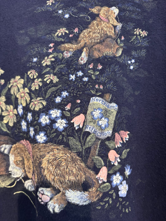 size XL navy with pups VINTAGE Northern Reflections sweater - puppy