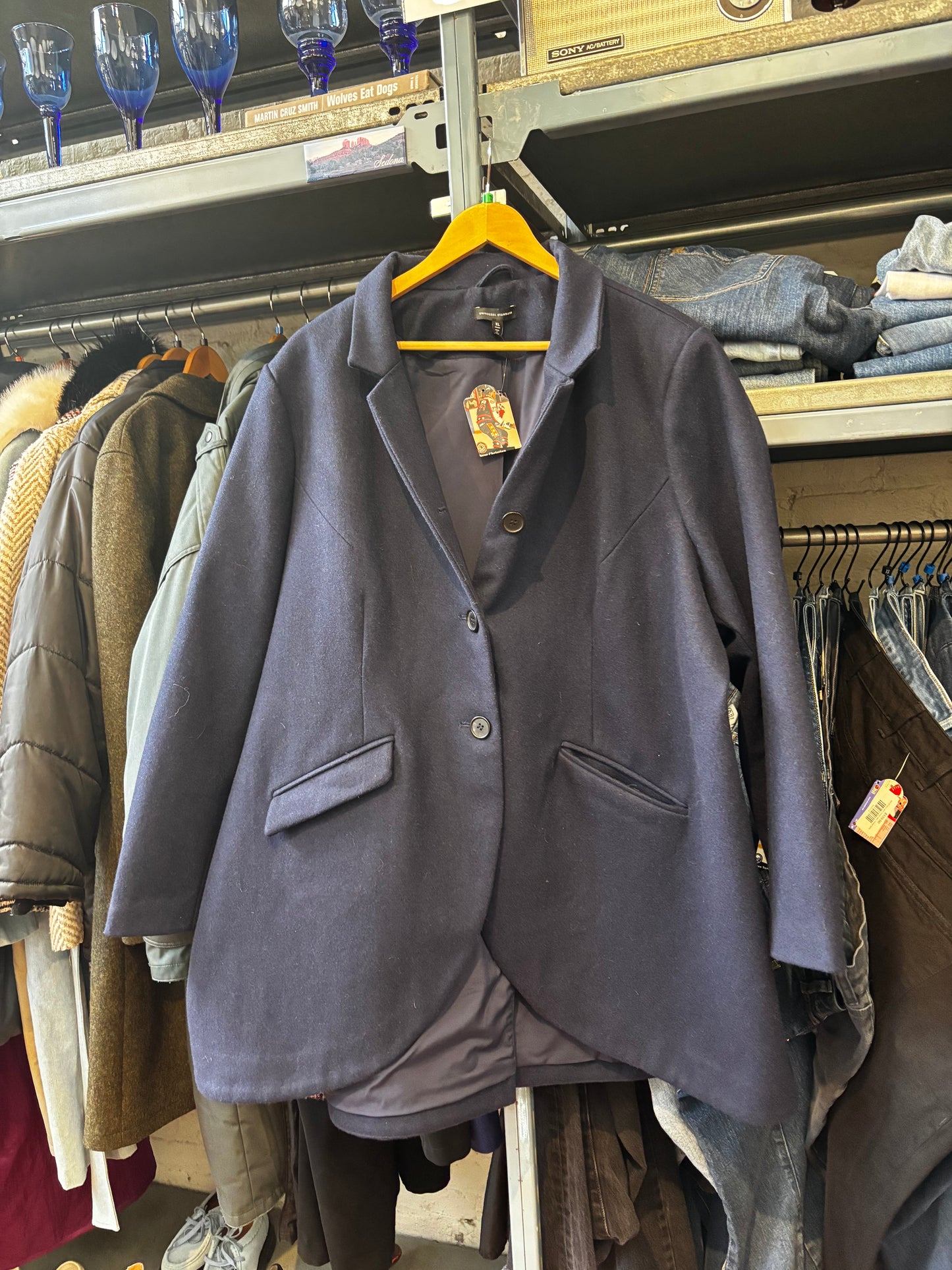 Universal Standard size XL (2-3X) navy wool blend jacket