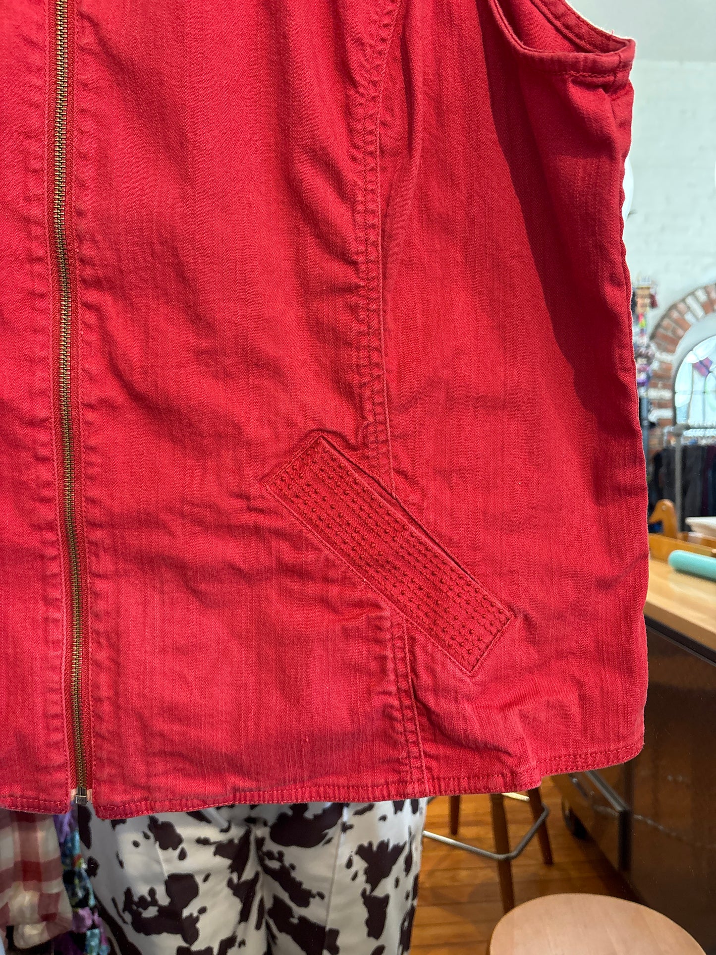 vintage size 2X red denim CJ banks vest