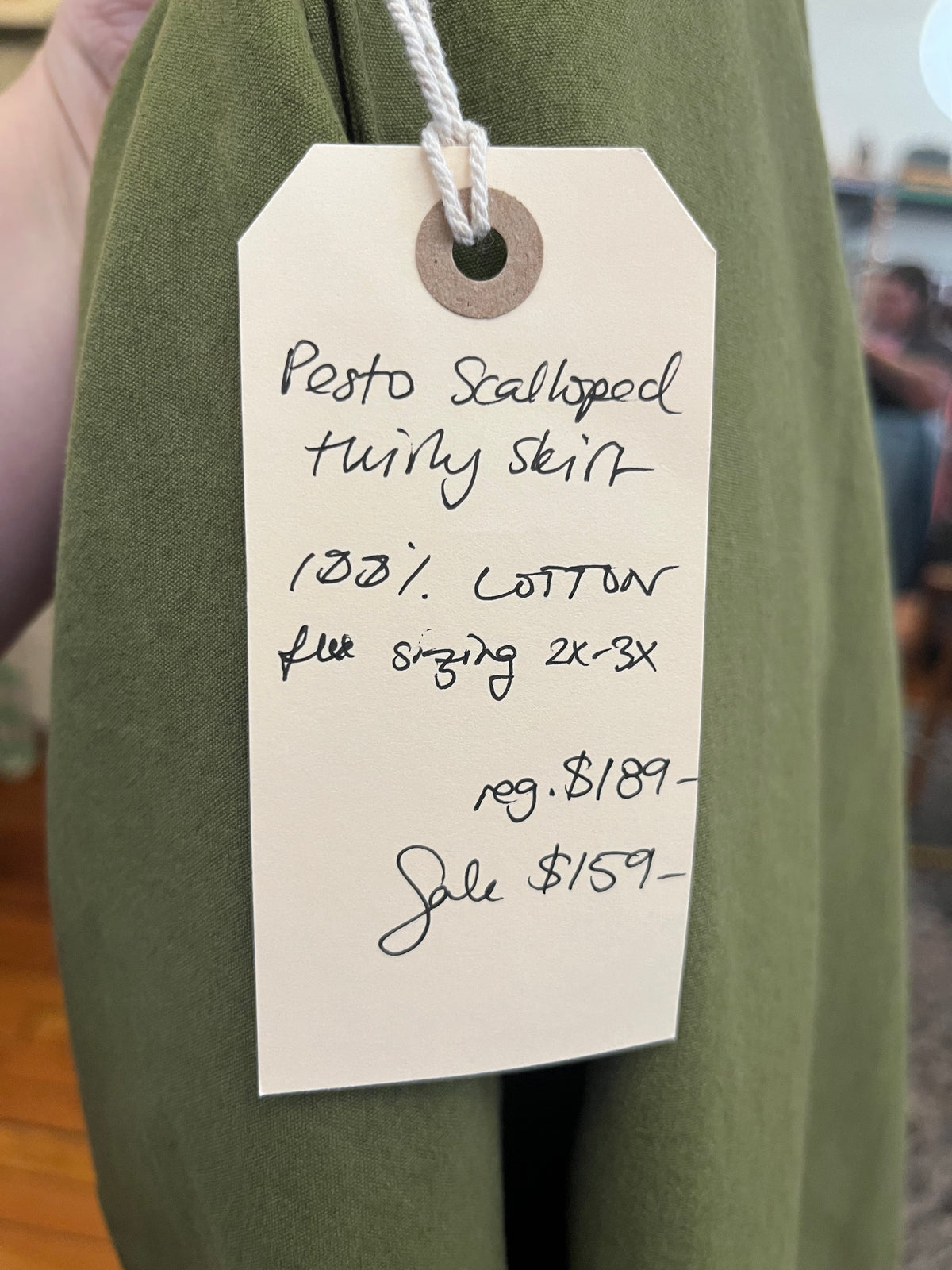 size 3-5X pesto scallop Connally Goods skirt - SAMPLE