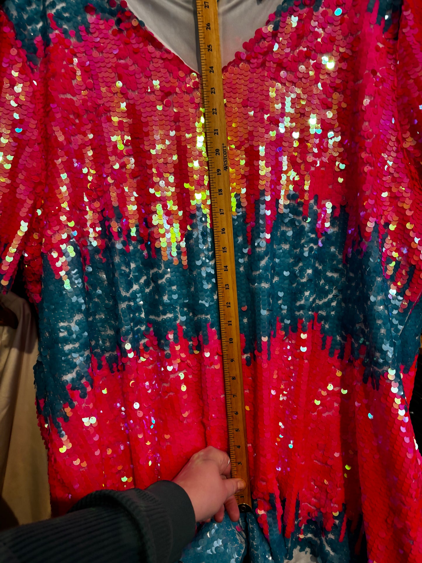 size 5X (small) pink blue sequins XPlusWear dress - boxy