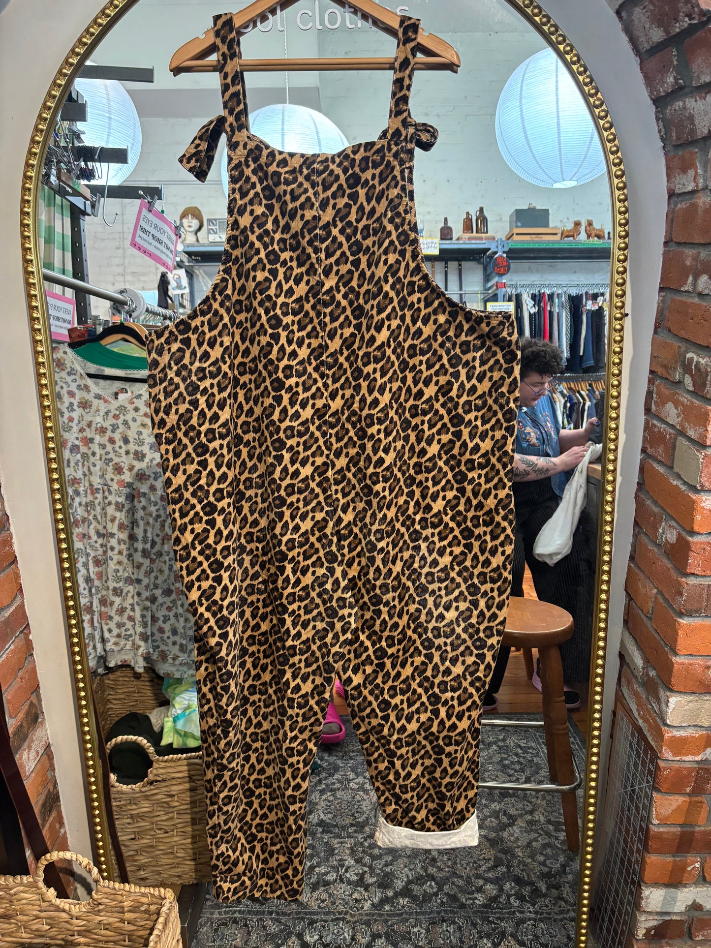 size 22 (generous) leopard corduroy Lucy & Yak dungerees