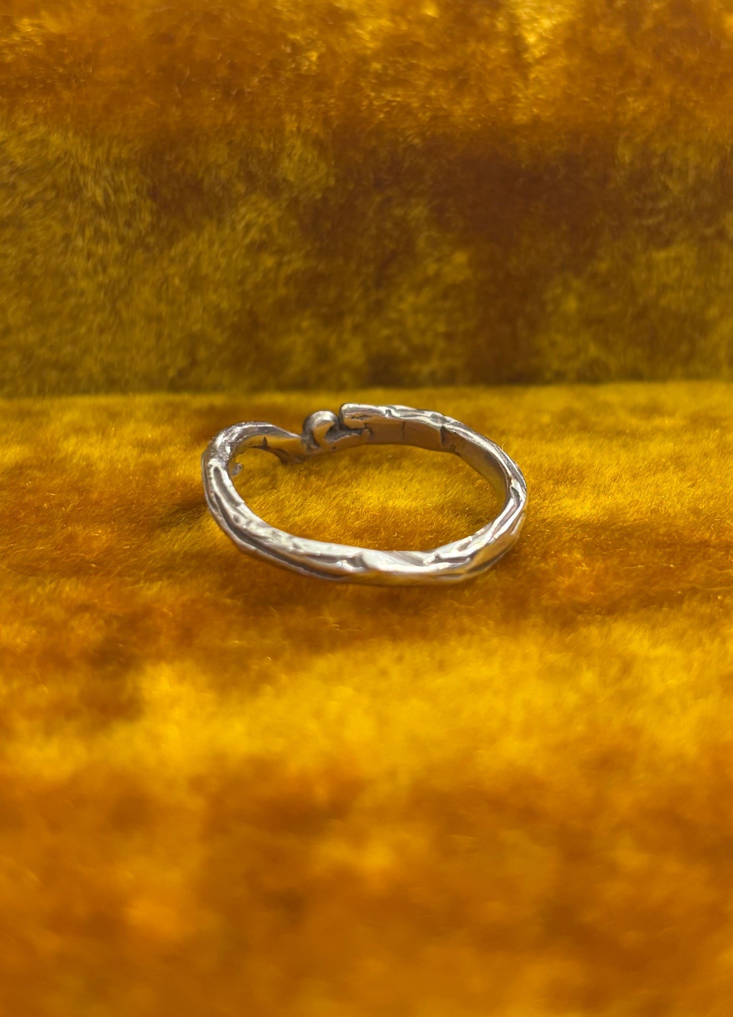 size 10 sterling silver Emma Glover made branch ring with citrine stone
