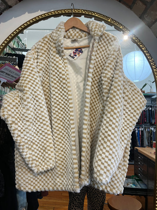 RARE AS IS - Original Molly & Me Vintage Checkerboard coat Size XXL
