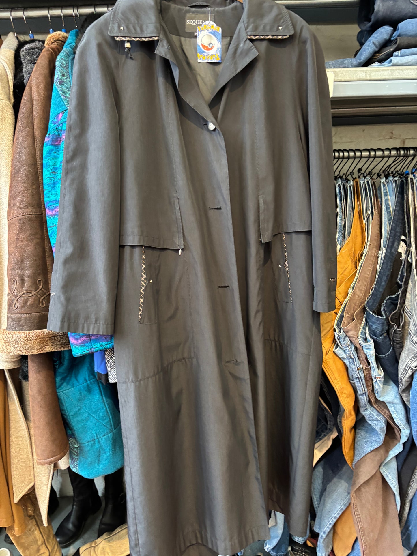 Size 13/14 Black Vintage Sequence Trench coat