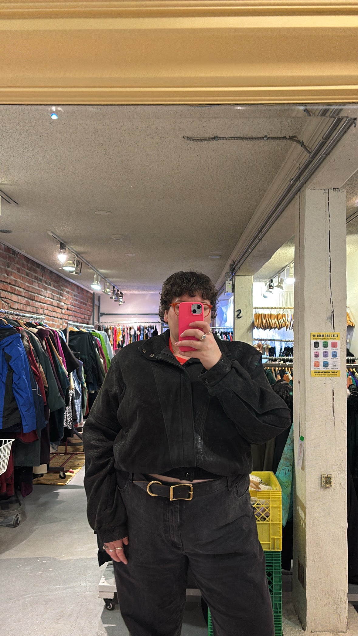 Size 46 tall black leather The Boutique of leathers jacket