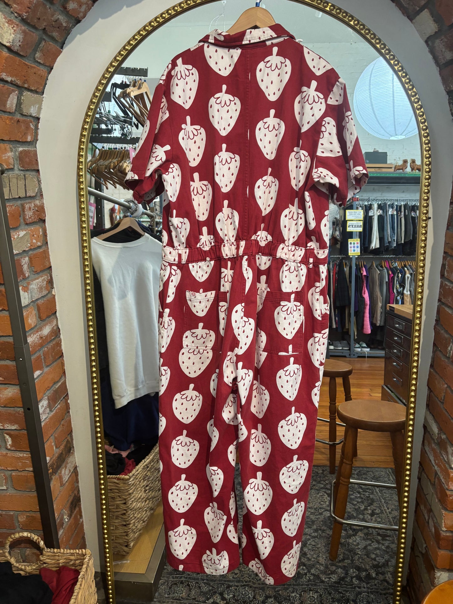 RARE size 4XL (fits like 2-3X) red with strawberries Big Bud Press boilersuit