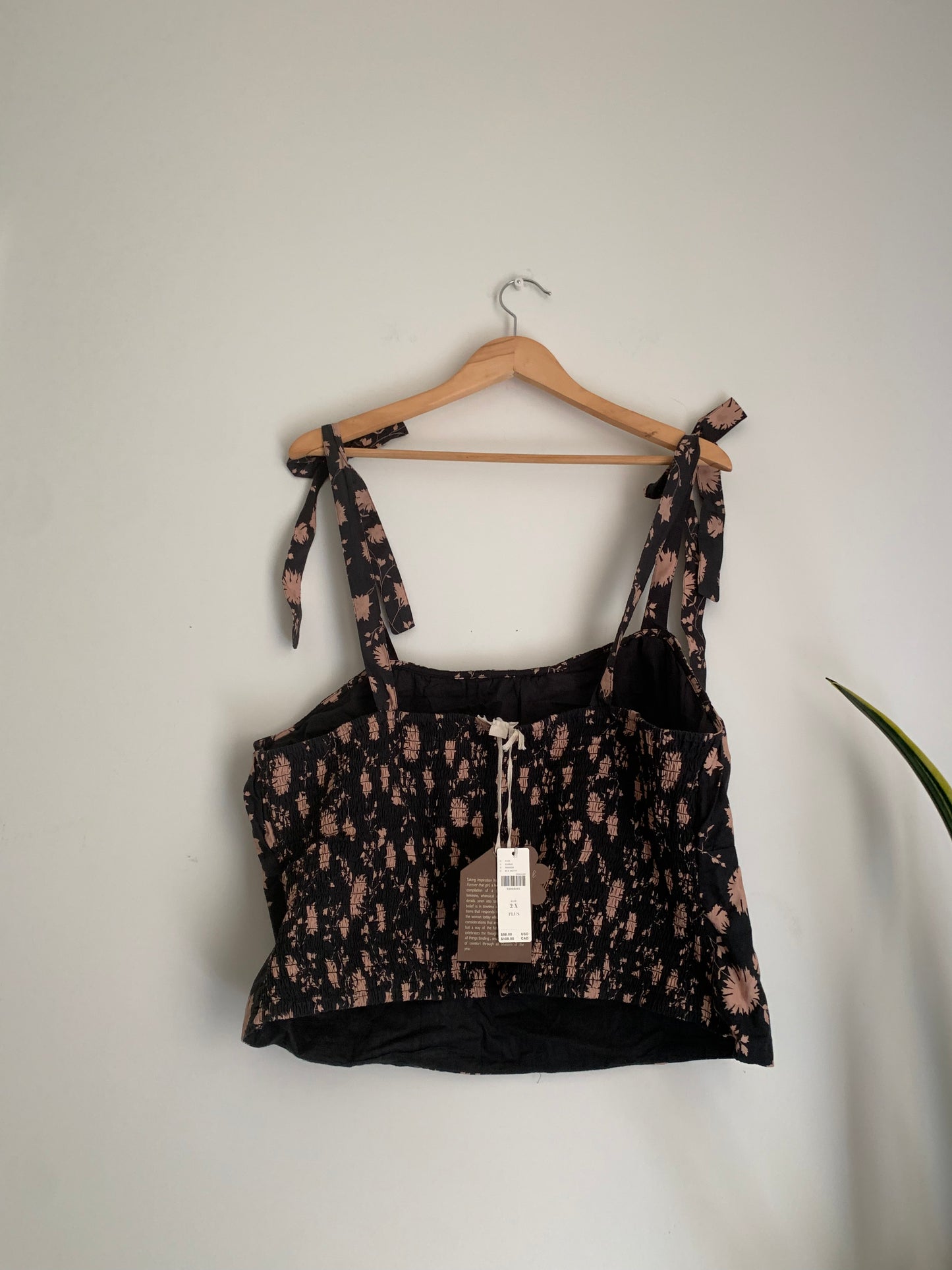 Size 2X Anthropologie Black floral-top (NWT!)