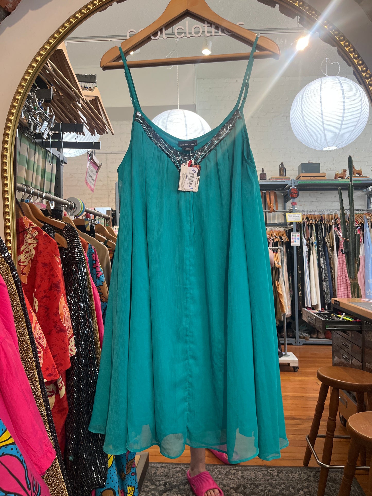 size 18 teal with sequins VINTAGE Addition Elle dress - cami