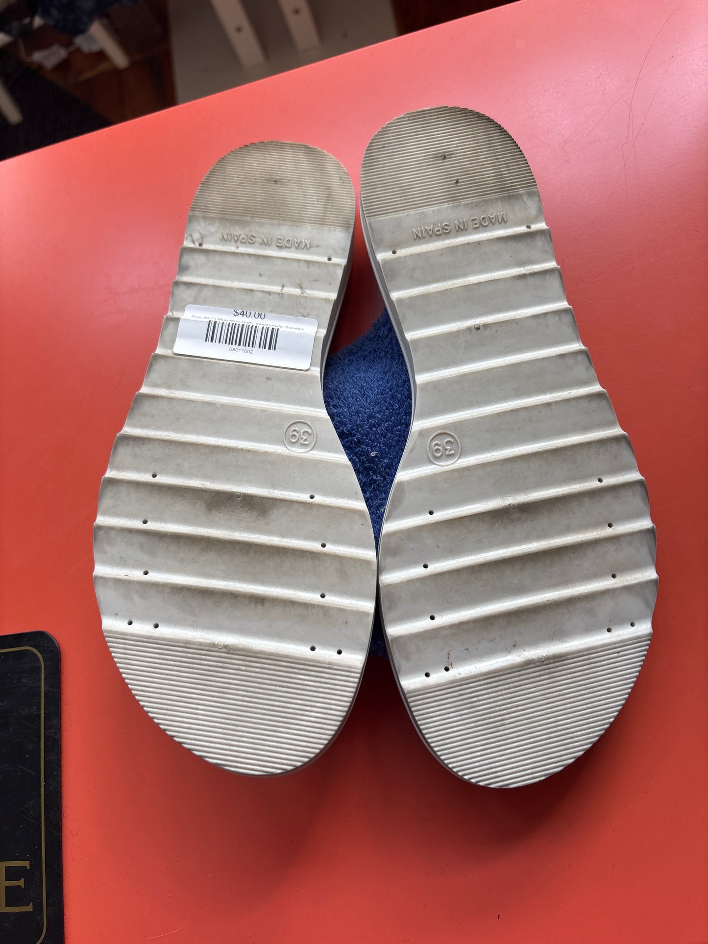 Size 39 (*) Blue terry cloth  Intentionally Sandals