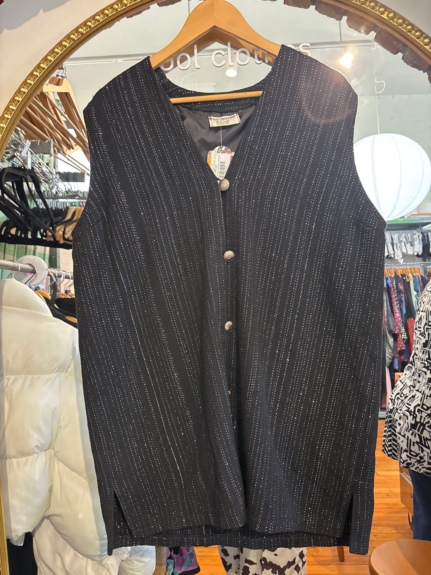 Vintage hand woven black vest