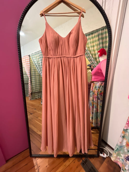 Azazie pink cami straps long dress size 18