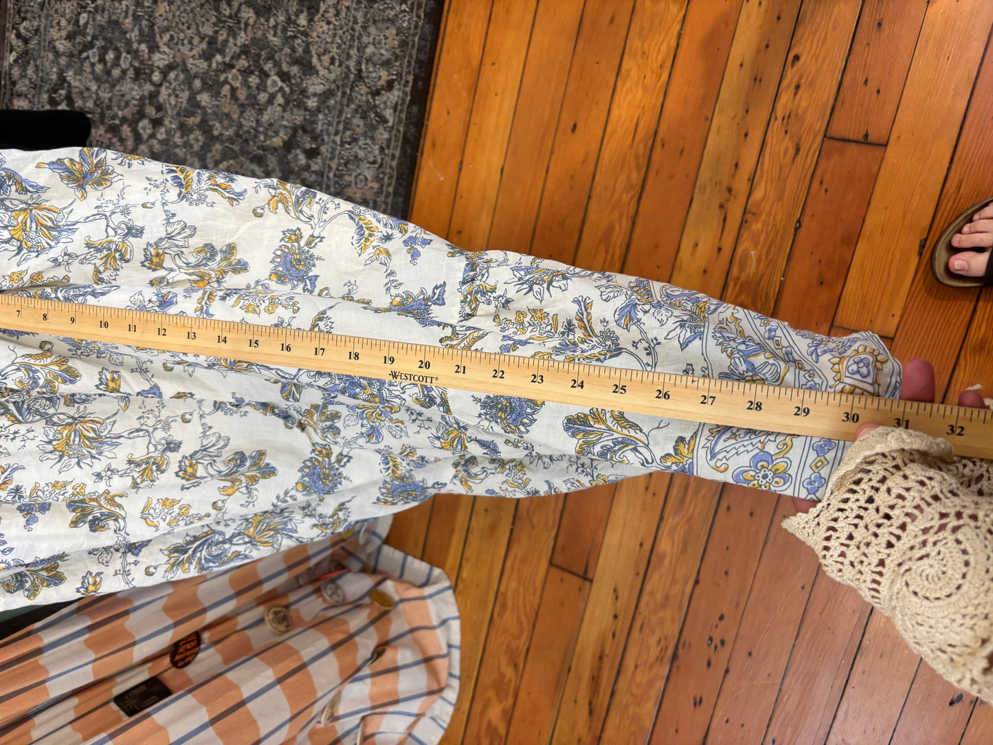 size 2X white with blue yellow florals LEA dress - maxi