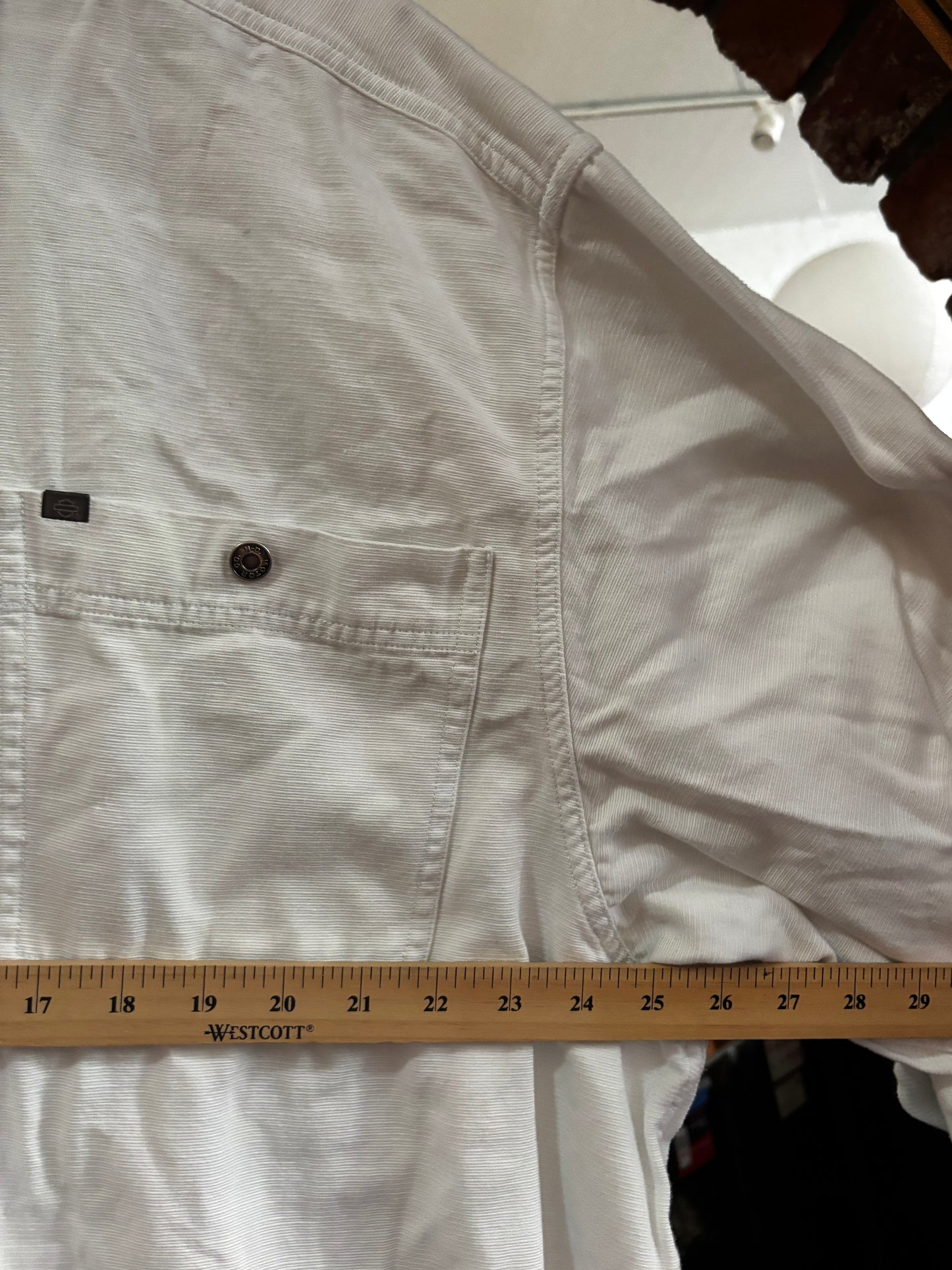 size 3XT white with snap buttons VINTAGE HARLEY Davidson AS IS  button up long sleeve