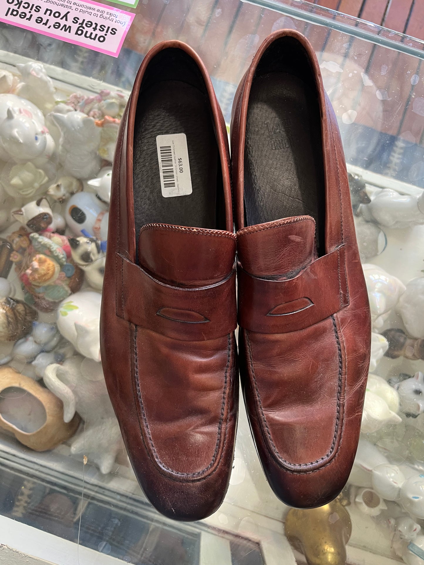 size 15 brown leather 14 Union shoes - loafers