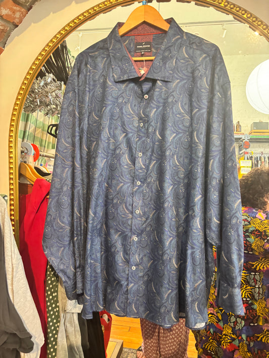 size 6X blue pattern Daniel Hechter button up