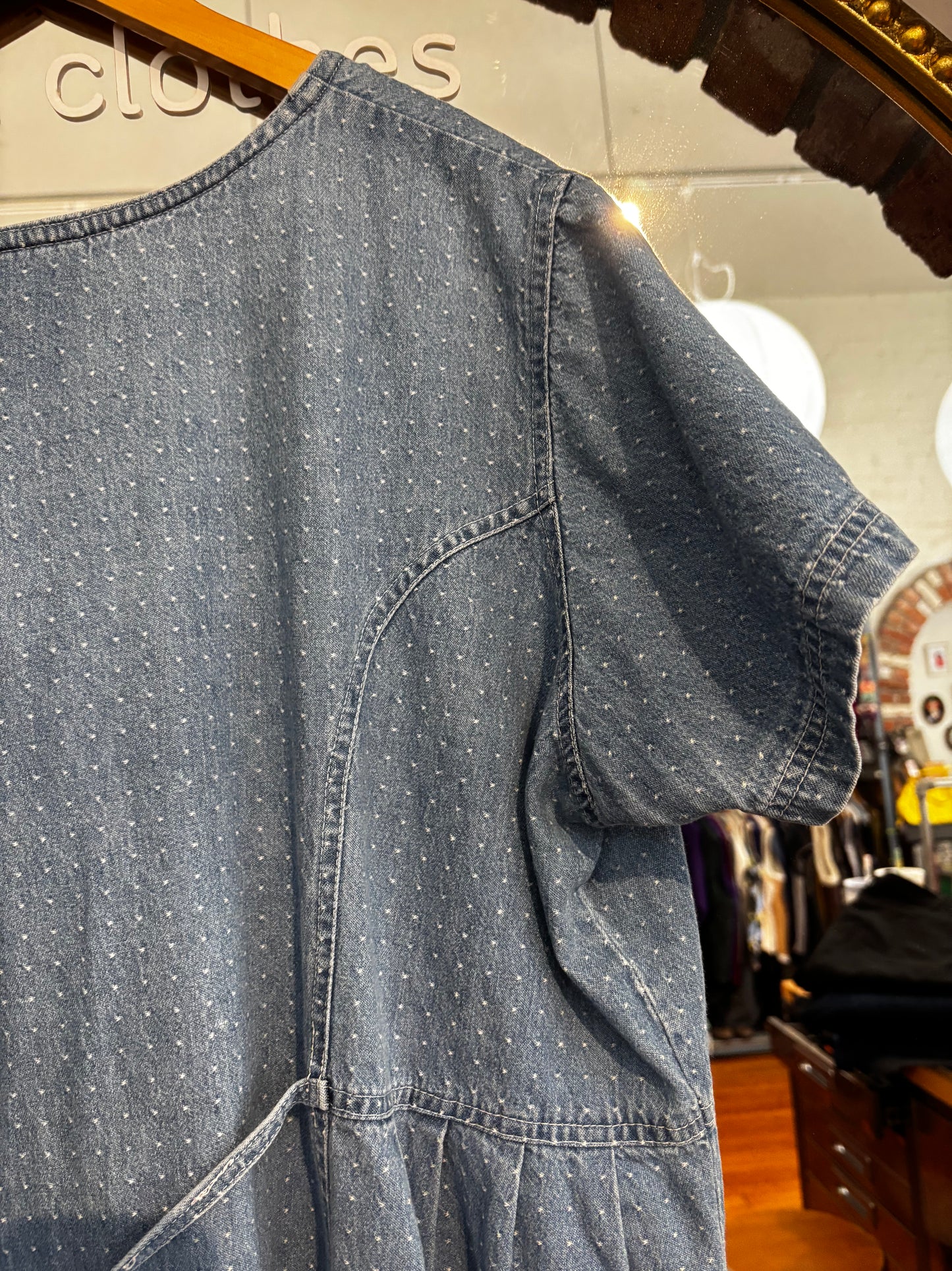 size M (1X) denim with dots and daisy buttons VINTAGE Cotton Ginny dress - long
