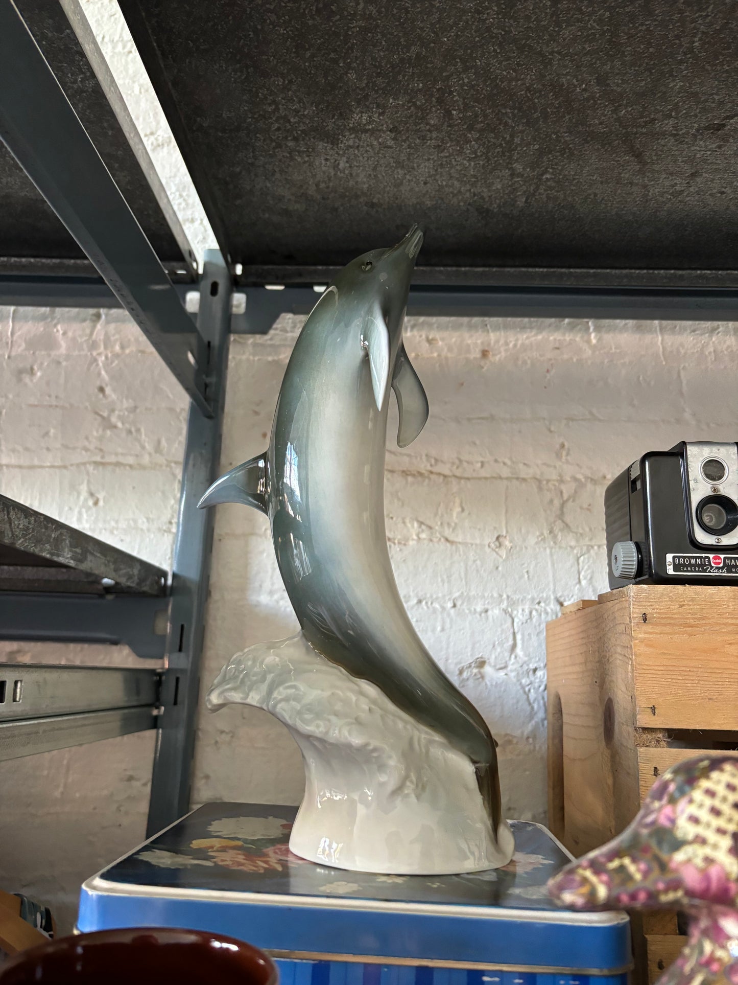 Large vintage ceramic dolphin