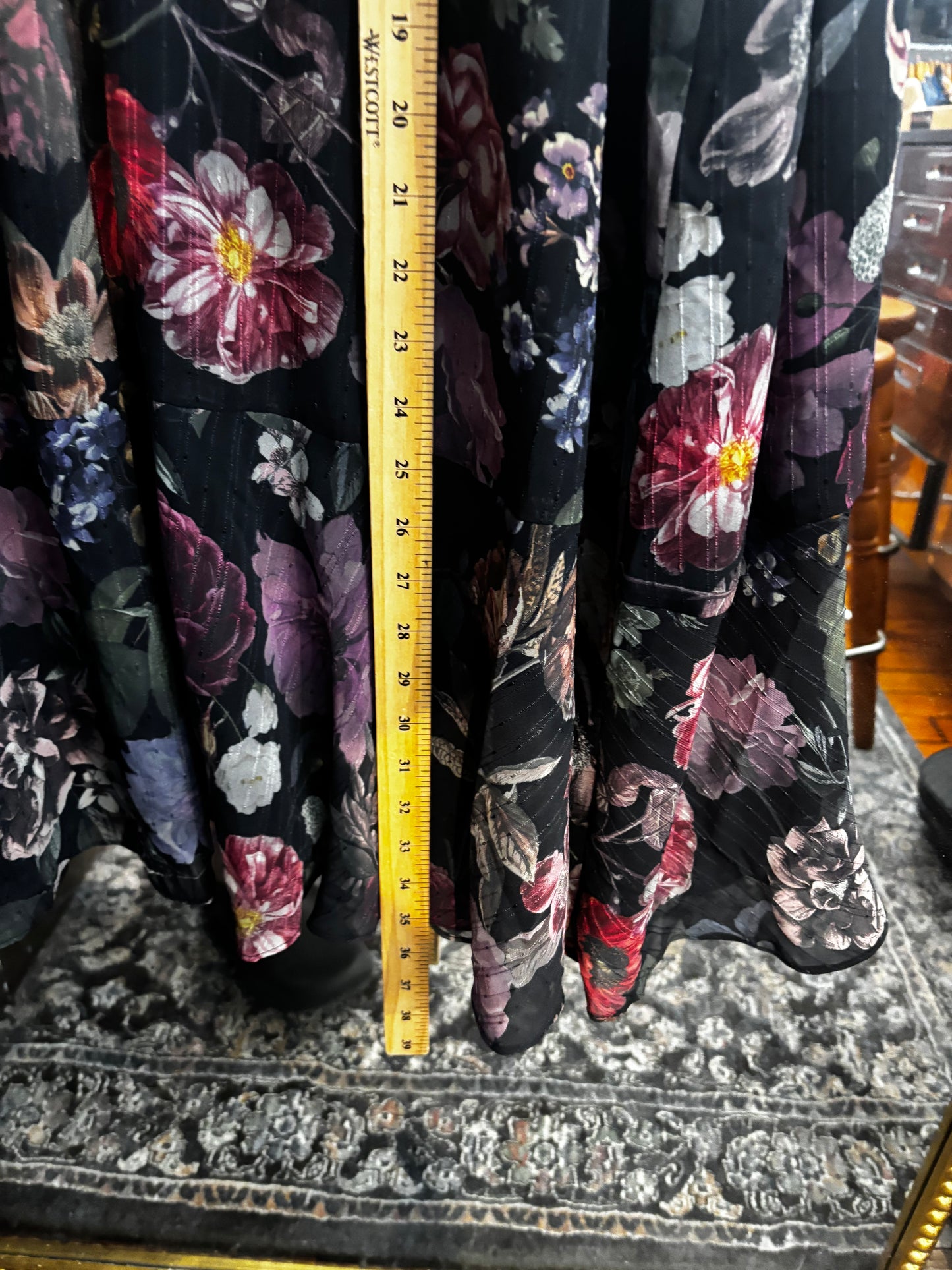 Size 4X Meredith X Penningtons black botanical wrap dress