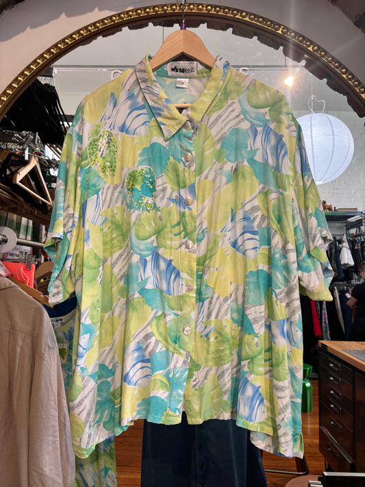 VINTAGE size 3X we be bop light green button up top