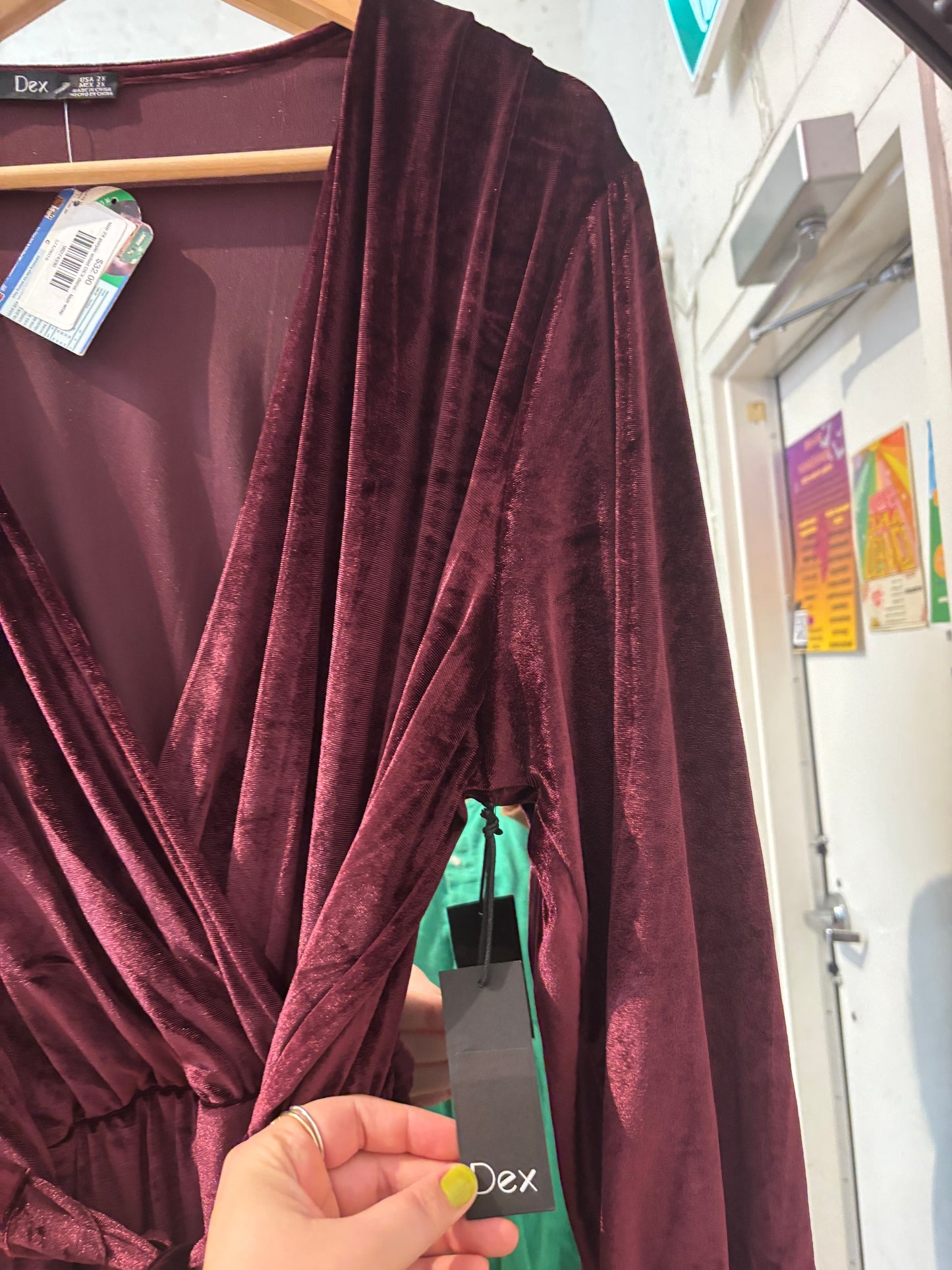 size 2X purple velvet DEX dress - faux wrap