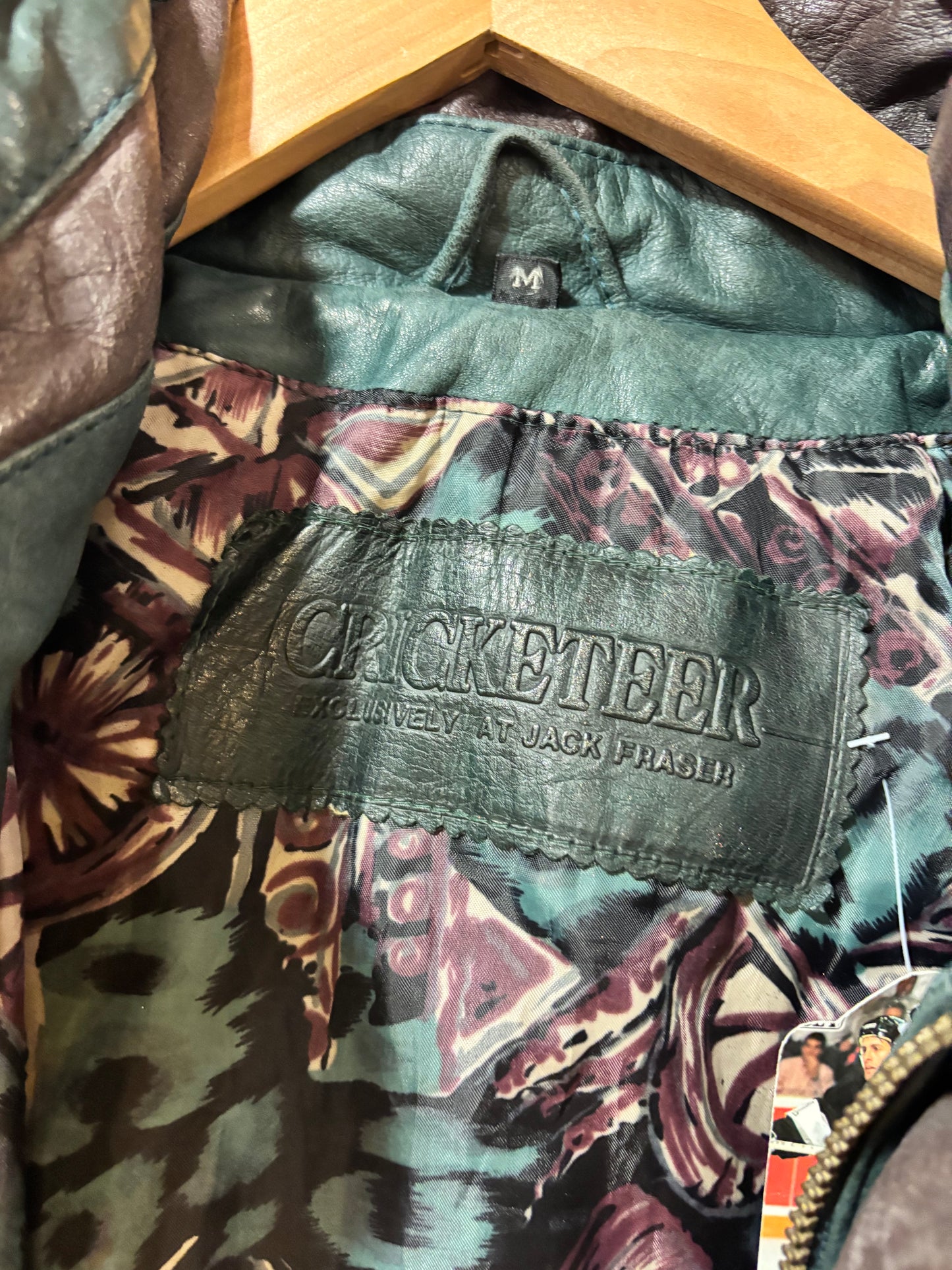 AS IS size M green leather cool inside VINTAGE Cricketeer jacket - bomber
