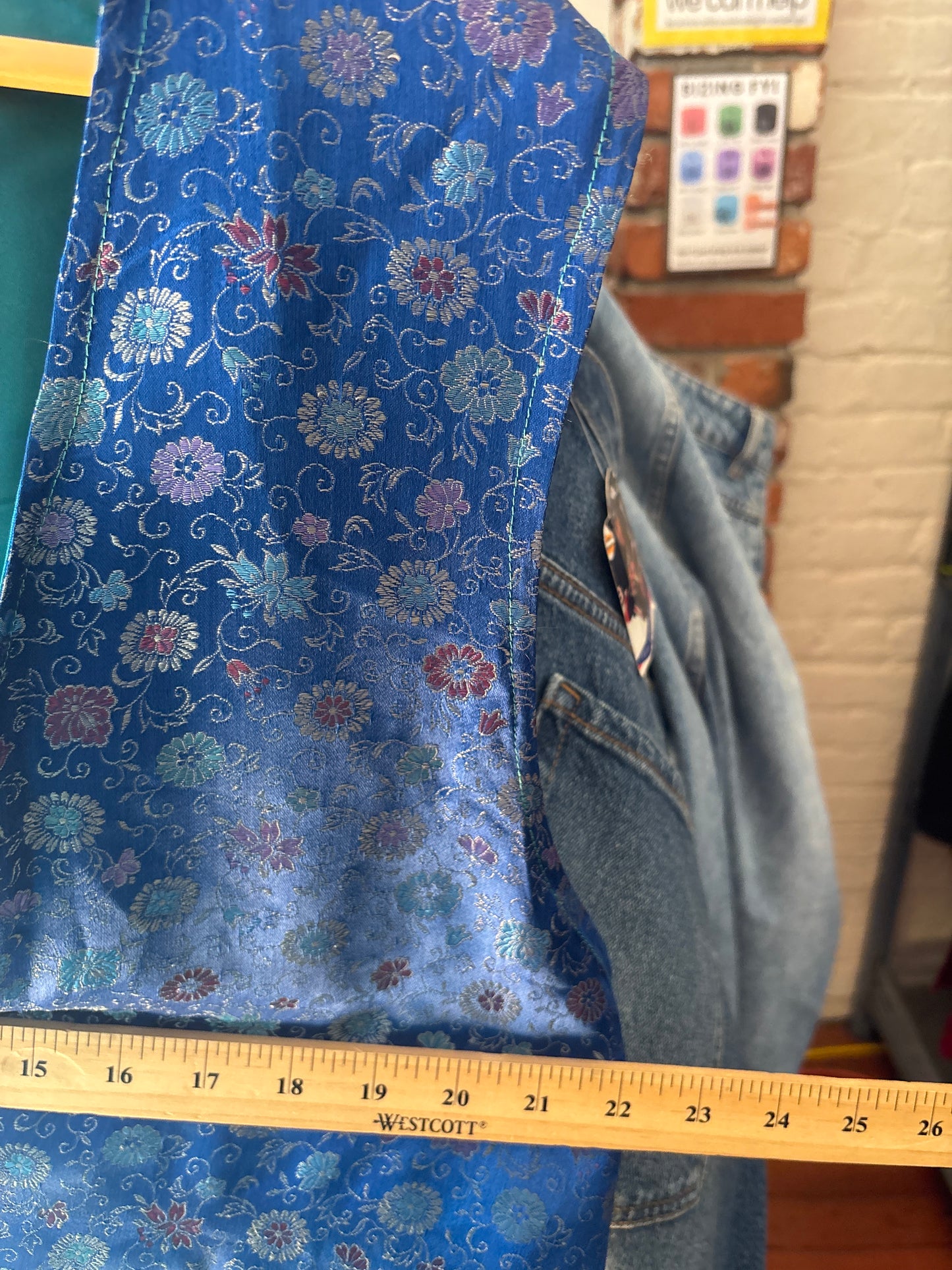 flex blue floral satin handmade vest
