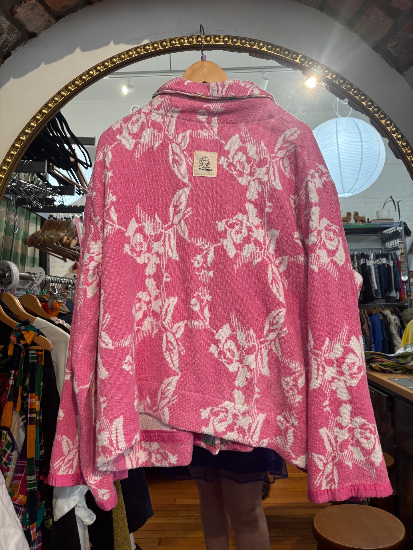 size XL+ PINK Woodbrick cotton woven blanket jacket