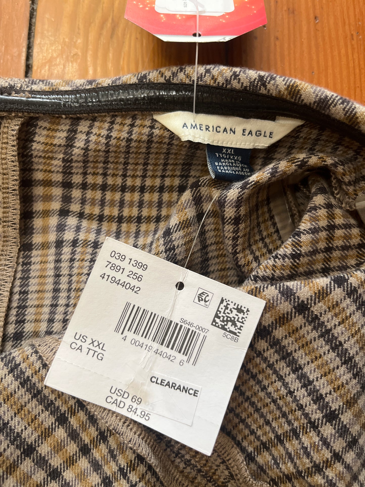 size XXL brown plaid NWT American Eagle dress - strapless