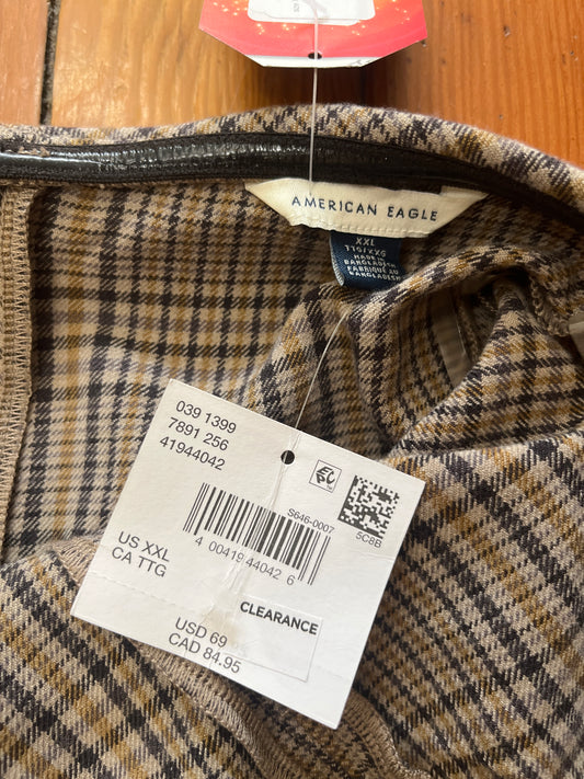 size XXL brown plaid NWT American Eagle dress - strapless