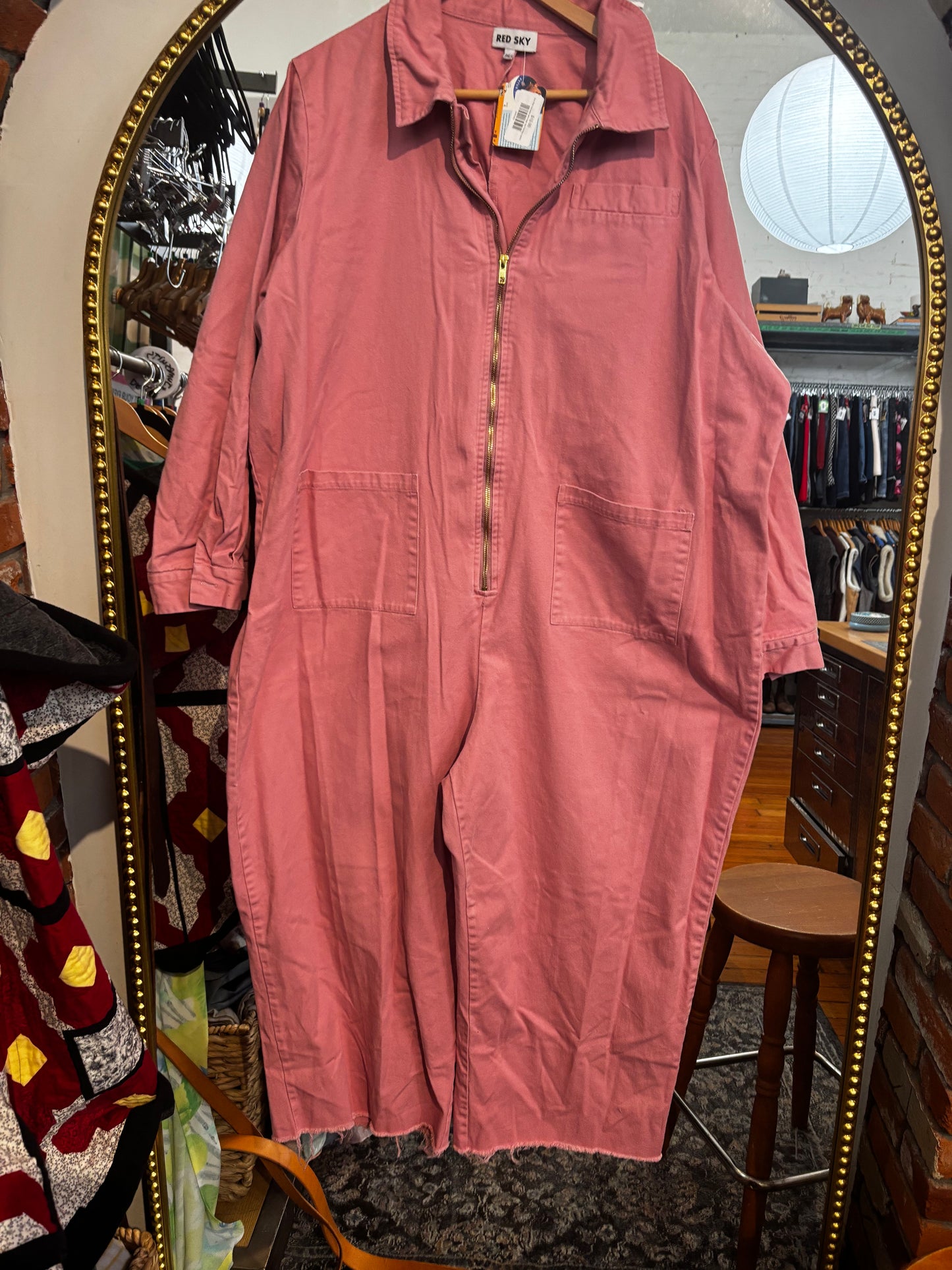 size 3X Red Sky pink cotton boilersuit